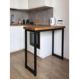 Umutpark Metal Ahşap Mutfak Bar Masası. Meşe - Siyah