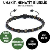Unakit, Hematit Bileklik - Iden Black Green Bileklik - Tasarım Bileklik 4mm Ayarlanabilir - 18 cm - Yeşil