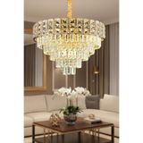 Ünal Aydınlatma Asel Gold 60 cm Kristal Taşlı Modern Avize – Salon ve Oturma Odası