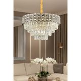 Ünal Aydınlatma Asel Krom 60 cm Kristal Taşlı Modern Avize – Salon ve Oturma Odası