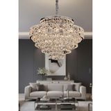 Ünal Aydınlatma Cristalin Krom 50 cm Kristal Taşlı Modern Avize – Salon ve Oturma Odası
