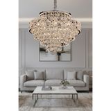 Ünal Aydınlatma Cristalin Krom 80 cm Kristal Taşlı Modern Avize – Salon ve Oturma Odası