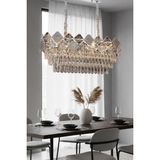 Ünal Aydınlatma Emir Krom 90 cm Kristal Taşlı Modern Avize – Yemek Masası ve Salon
