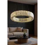 Ünal Aydınlatma Liva 60 cm Kristal Taş Detaylı LED Avize – Salon & Oturma Odası - Gold