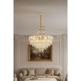 Ünal Aydınlatma Niran Gold 50 cm Kristal Taşlı Modern Avize – Salon ve Yemek Odası