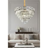 Ünal Aydınlatma Suyolu Krom 50 cm Kristal Taşlı Modern Avize – Salon ve Oturma Odası