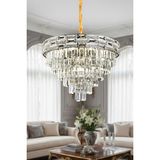 Ünal Aydınlatma Suyolu Krom 60 cm Kristal Taşlı Modern Avize – Salon ve Oturma Odası