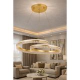 Ünal Aydınlatma Tomris Gold LED Kristal Sarkıt Avize – Modern Halka Tasarım, Salon & Oturma Odası - Altın