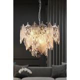 Ünal Aydınlatma Yaprak Krom 50 cm Kristal Yaprak Detaylı Modern Avize – Salon Oturma Odası