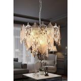 Ünal Aydınlatma Yaprak Krom 60 cm Kristal Yaprak Detaylı Modern Avize – Salon Oturma Odası