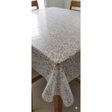 Ünal File 140 x 100 cm Silinebilir Lüks Masa Örtüsü Şeffaf Hasır Desen Beyaz Pvc Masa Örtüsü