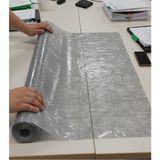 Ünal File 140 x 300 cm Silinebilir Lüks Masa Örtüsü Şeffaf Hasır Desen Gri Pvc Masa Örtüsü