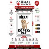 Ünal Grup Dikkat Köpek Var Uyarı Levhası, PVC, 25x35 cm, Bahçe Kapısı ve Apartman Girişi için Duvar Montajlı İkaz Tabelası