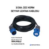 Ünal Kablo 3/16A. Cee Norm Fiş Prizli Seyyar Uzatma Kablosu 6 Metre (3x2.5 Ttr Tam Bakır Kablo)