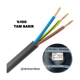 Ünal Kablo 3x1.5 Ttr 40 Metre - Siyah Kaliteli %100 Tam Bakır Kablo