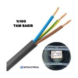 Ünal Kablo 3x2.5 Ttr 20 Metre - Siyah Kaliteli %100 Tam Bakır Kablo