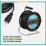Ünal Kablo 4 Lü Makarali (10 Ile 25 Metre) Arası 3x1.5 Yüzde Yüz Tam Bakir Ünal Kablolu Seyyar Uzatma . - 24 METRE