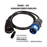 Ünal Kablo Tekne ve Karavan Enerji Kablosu 20 Metre - Kauçuk Dişi Priz 3/16A Fişli (3x2.5 Ttr Tam Bakır Kablo)