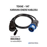 Ünal Kablo Tekne ve Karavan Enerji Kablosu 5 Metre - Kauçuk Dişi Priz + 3/16A Fişli (3x2.5 Ttr Tam Bakır Kablo)