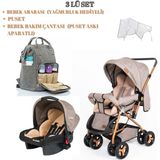 Ünal Travel Sistem Bebek Arabası Taşıma Puseti ve Anne Bebek Bakım Çantası - Kahve