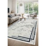 ünalcarpet - Bambu Tarz Modern Sık Dokuma Halı Salon Oturma Odası Mutfak Halısı Antialerjik Gri Lacivert