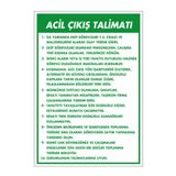 ünalgrup Acil Çıkış Talimatı Uyarı Levhası 35x50 cm PVC Kolay Montaj Yönlendirme Levhası