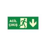 Ünalgrup Acil Çıkış Uyarı Levhası Aşağı Yön 25X15 Cm Ebatında İş Yeri İçin İkaz Tabelası