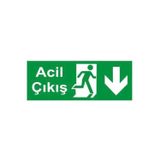 Ünalgrup Acil Çıkış Uyarı Levhası Aşağı Yön 25X15 Cm Ebatında Kolay Montaj İkaz Tabelası Pvc
