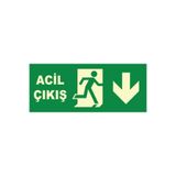 Ünalgrup Acil Çıkış Uyarı Levhası Aşağı Yön Yeşil 25x15 cm