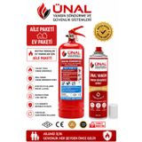 Ünalgrup Aile Paketi 1 Kg Kkt Yangın Söndürme Tüpü + 500 Ml Yangın Söndürme Spreyi Ev Ve Mutfak