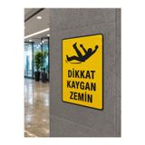 Ünalgrup Dikkat Kaygan Zemin Uyarı Levhası 35X25 Cm Pvc Uv Baskı Kolay Montaj İkaz Tabelası