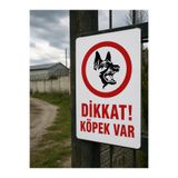 ünalgrup Dikkat Köpek Var Uyarı Levhası 25x35 cm Dekota PVC İkaz Tabelası Fabrika İş Yeri Bahçe Kapı