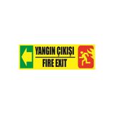 ÜNALGRUP Fosforlu Fotolümen Dekota Yangın Çıkışı Fire Exit Sol Ok Yönlendirme Levhası, Sarı, 10x30 cm, Kapı Duvar Montajlı
