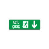 Ünalgrup İş Güvenliği Uyarı Levhası (Acil Çıkış Aşağı) 12X34 Cm. (Fd 1234 005 İkaz Tabelası