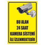 Ünalgrup PVC Bu Alan 24 Saat Kamera Sistemi ile İzlenmektedir Uyarı Levhası, Sarı, Ofis ve İş Yeri Uyumlu, Duvara Monte