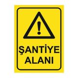 Ünalgrup Şantiye Alanı Uyarı Levhası, PVC, 25x35 cm, Sarı-Siyah, İş Yeri ve Apartman Uyumlu İkaz Tabelası