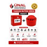 Ünalgrup Yangın Alarm İhbar Sireni Ve Butonu Seti İş Yeri Güvenlik Ev Ofis