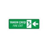 Ünalgrup Yangın Çıkışı PVC Uyarı Levhası, 12x34 cm, Yeşil, Kapi ve Duvar Montajlı İkaz Tabelası