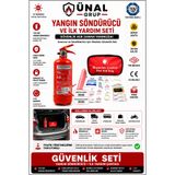 Ünalgrup Yangın Söndürücü ve İlk Yardım Çantası Seti, Kırmızı, Araç Muayene Uyumlu, 2'li Set