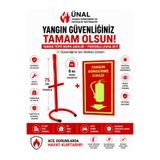 Ünalgrup Yangın Tüpü Sehpa Standı ve Fosforlu Yangın Söndürme Cihazı Levhası Seti, 6 kg Uyumlu, 75 cm