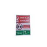 ÜNALGRUP Yangın ve Acil Durumlarda Yapılacaklar Uyarı Levhası, PVC, 25x35 cm, İş Güvenliği Tabela
