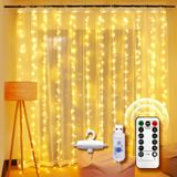 UNBON İp Işık Perdesi, 3 M x 3 M Işık Perdesi 300 LED 8 Aydınlatma Modu Noel Dekorasyonu için Sıcak Beyaz USB Işık Perdesi İç Mekan Dış Mekan Pencere Partisi Düğün Doğum Günü