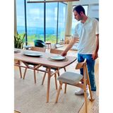 Unboxdeco 6 Kişilik Slim Masif Kayın Ahşap Masa Takımı, 6 Adet Slim Kayın Sandalye 150X80 - Bej