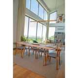 Unboxdeco 8 Kişilik Slim Masif Kayın Ahşap Masa Takımı, 8 Adet ARC Kayın Sandalye - Gri 180x80 - 180 x 80 x 74.5 cm