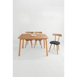 Unboxdeco Alaçatı 4 Kişilik Masif Kayın Ahşap Masa Takımı, 4 Nesrin Sandalye - 115X80 cm - Antrasit