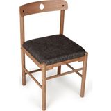 Unboxdeco Alaçatı Ceviz Antrasit Sandalye –%100 Masif Ceviz Ahşap, Antrasit Döşemeli, El Yapımı Retro & İskandinav Yemek Sandalyesi, Modern Tasarım