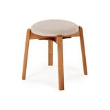 Unboxdeco Arc Ceviz Puf Tabure Yuvarlak Modern Bench Oturak Tekli (Bej)