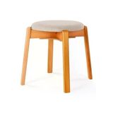 Unboxdeco Arc Kayın Puf Tabure Yuvarlak Modern Bench Oturak Tekli (Bej)