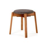 Unboxdeco ARC Yuvarlak Puf Tabure Masif Ceviz Ayaklı Antrasit - 42 x 42 x 44,5 cm