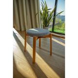 Unboxdeco ARC Yuvarlak Puf Tabure Masif Kayın Ayaklı Gri - 42 x 42 x 44,5 cm